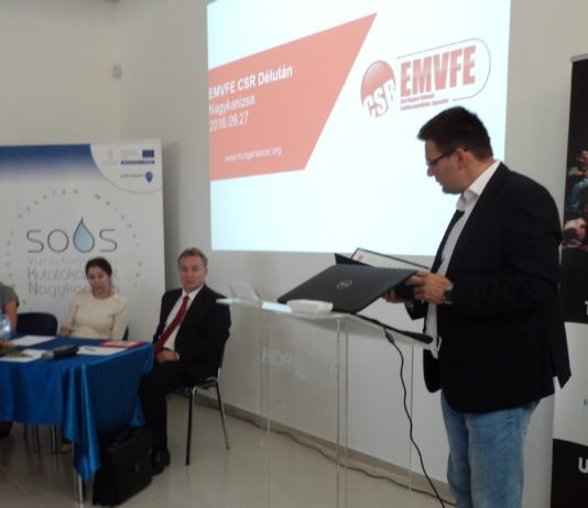 Sikeres CSR Délután Nagykanizsán Berkesné Rodek Nóra, Takács Júlia, Horváth Balázs, dr. Birkner Zoltán (balról jobbra)