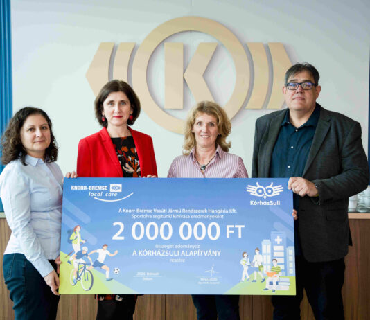 2 millió forinttal támogatja a KórházSuli Alapítványt a Knorr-Bremse Budapest Knorr Bremse-KórházSuli ünnepélyes átadó